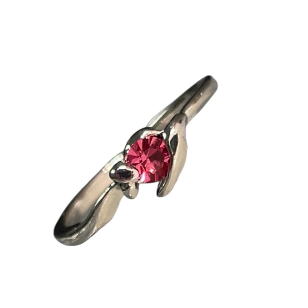 Pink Crystal Sterling-Style Ring